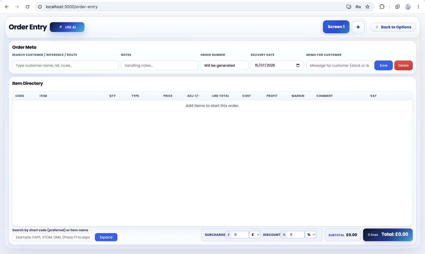 AAM Solutions ERP screen
