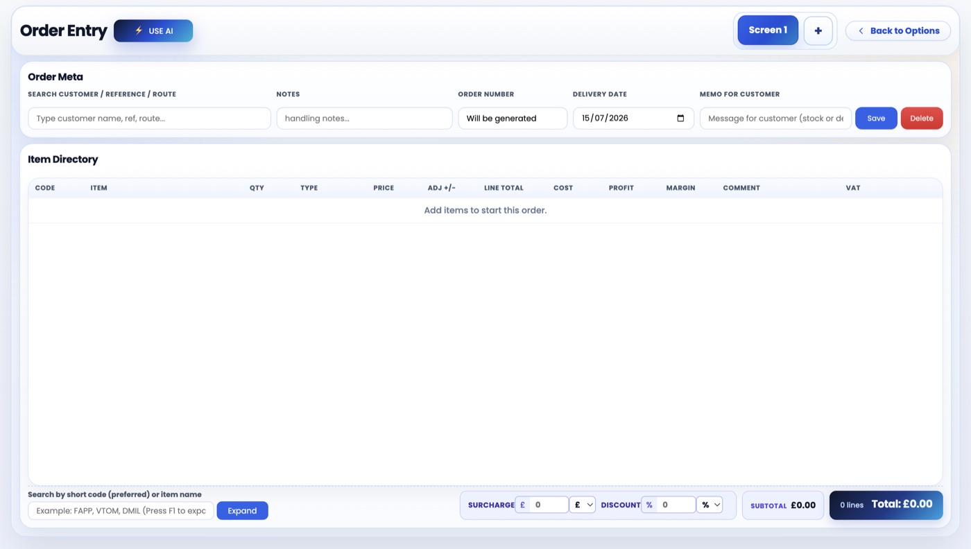 AAM Solutions ERP screen
