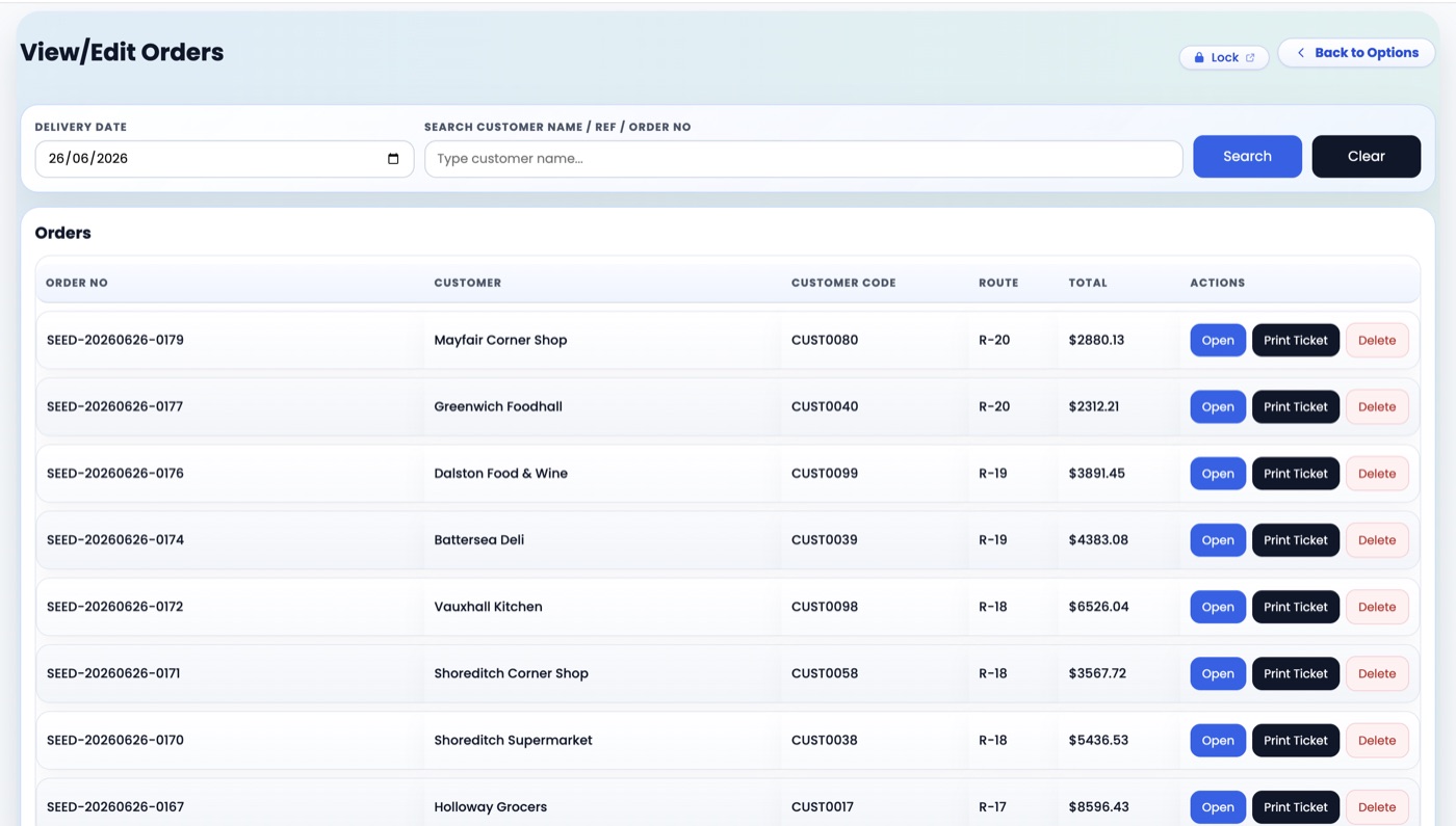 AAM Solutions ERP screen