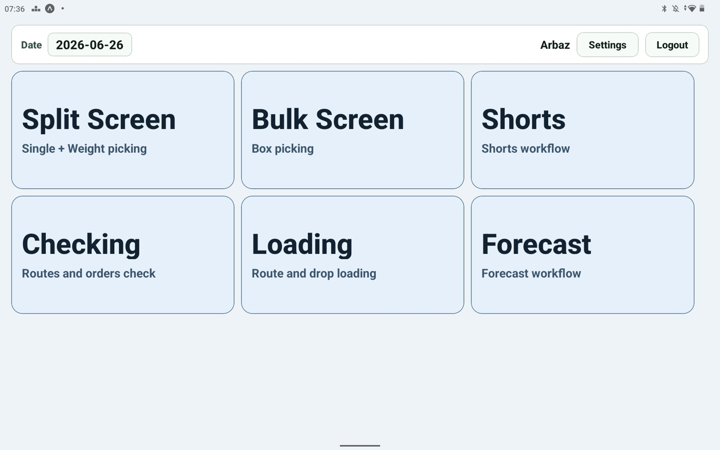 AAM Solutions on a tablet